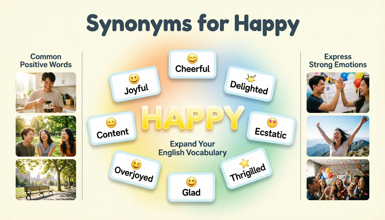 Synonyms for Happy in English