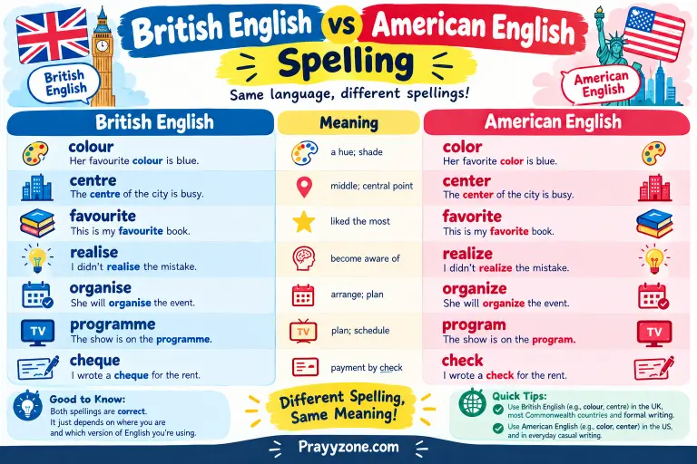 British English vs American English Spelling