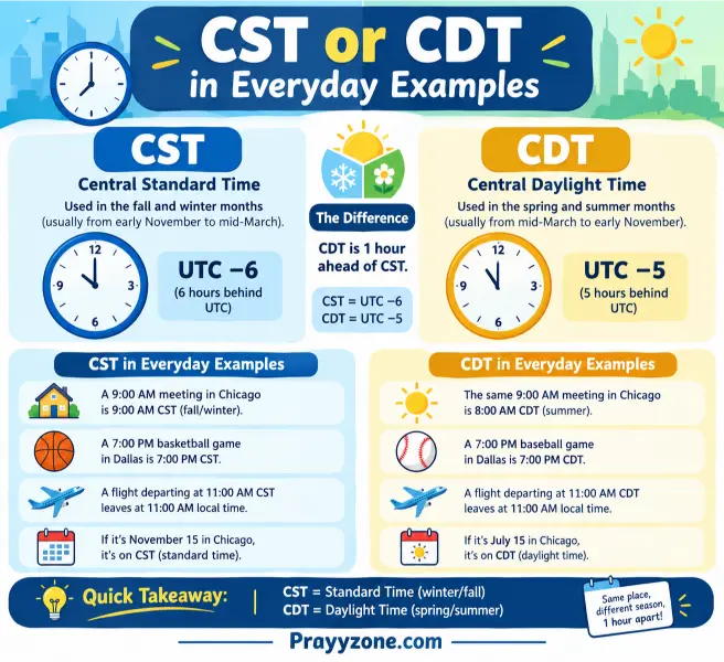 CST or CDT in Everyday Examples