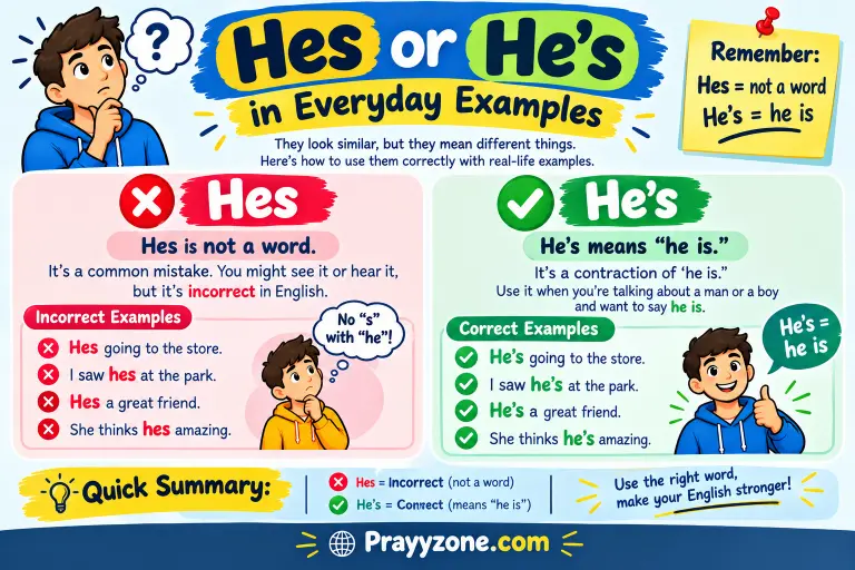 Hes or He's in Everyday Examples
