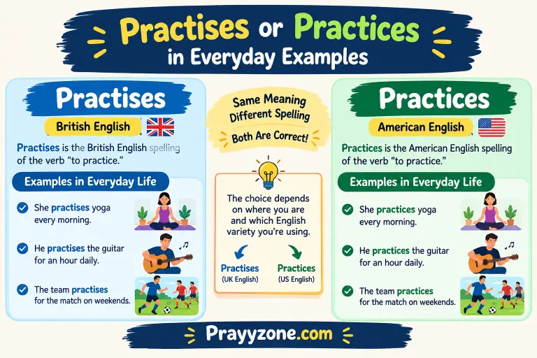Practises or Practices in Everyday Examples
